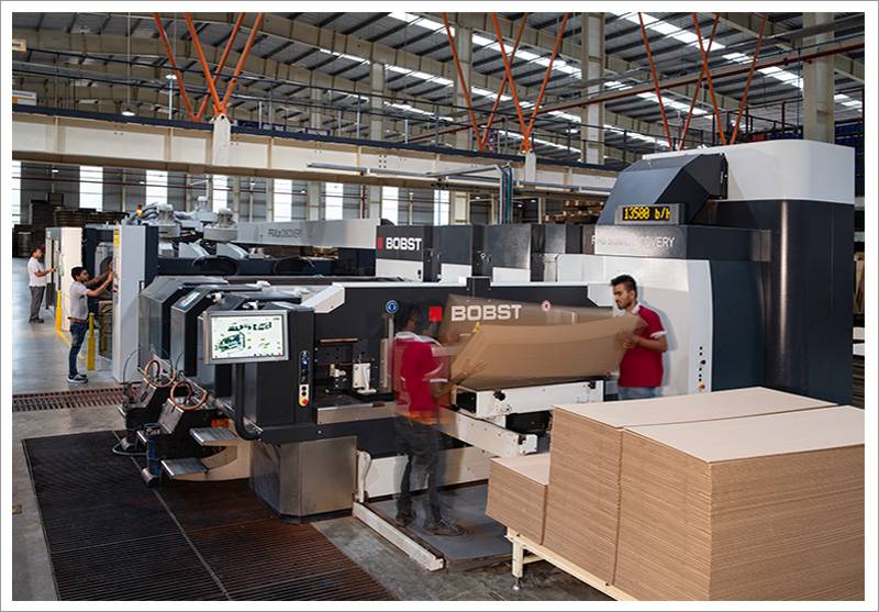 BOBST corrugator machine on the B&B factory floor